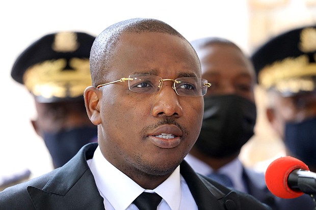 Haitian Interim Prime Minister Claude Joseph speaks during a press conference  at Haitian Interim Prime Minister Claude Joseph's residence on July 16 in Port-au-Prince. Joseph will step down and hand power to Ariel Henry, the elections minister told CNN on July 19.
Mandatory Credit:	VALERIE BAERISWYL/AFP/Getty Images