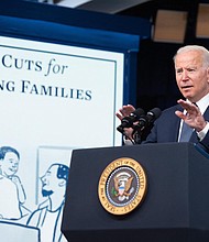 President Joe Biden speaks in Washington, DC on July 15. The White House is reviewing whether social media platforms should be held legally accountable for publishing misinformation via Section 230, a law that protects companies' ability to moderate content.
Mandatory Credit:	SAUL LOEB/AFP/Getty Images