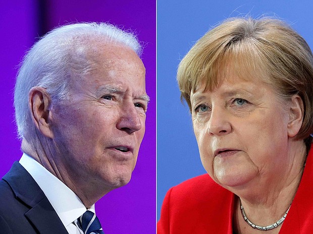 The US announced July 21 that it has reached a deal with Germany that would allow completion of the controversial Nord Stream 2 pipeline opposed by the Biden administration as a "malign influence project" that Russia could use to gain leverage over European allies.
Mandatory Credit:	MANDEL NGAN/AFP/POOL/AFP via Getty Images
