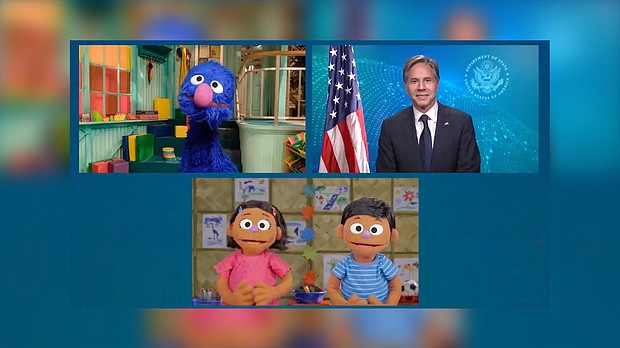 Secretary of State Antony Blinken made his way back to where the air is sweet, reprising an appearance on Sesame Street.
Mandatory Credit: Sesame Street