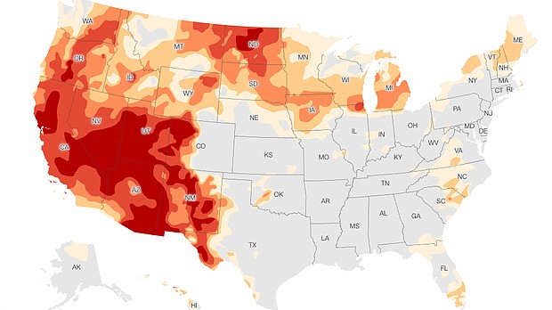 More than 25 percent of the West is in an exceptional drought, which is the most severe category used by the US Drought Monitor.
Mandatory Credit:	US Drought Monitor/CNN