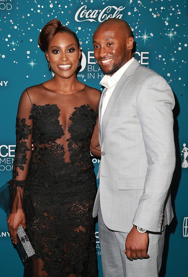 Issa Rae, shown at the Essence Black Women in Hollywood Awards in Beverly Hills in 2017, with Louis Diame, whom she has married.
Mandatory Credit:	Leon Bennett/Getty Images