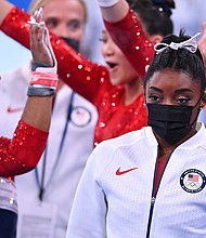The US women's gymnastics team competed in the team final July 27.
Mandatory Credit: Dylan Martinez/Reuters