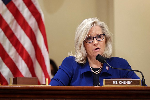 Rep. Liz Cheney delivers opening remarks, before members of the Select Committee as they investigate the January 6 attack on the US Capitol, during their first hearing in the Cannon House Office Building on Capitol Hill in Washington, DC, on July 27.
Mandatory Credit:	CHIP SOMODEVILLA/AFP/POOL/Getty Images