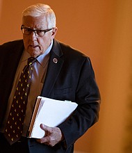 Sen. Mike Enzi (R-WY) heads to the Senate floor for the Senate impeachment trial of President Donald Trump on February 3, 2020 in Washington, DC. Enzi has died following a serious bicycle accident, according to a statement posted on his official Twitter account. He was 77.
Mandatory Credit: Samuel Corum/Getty Images