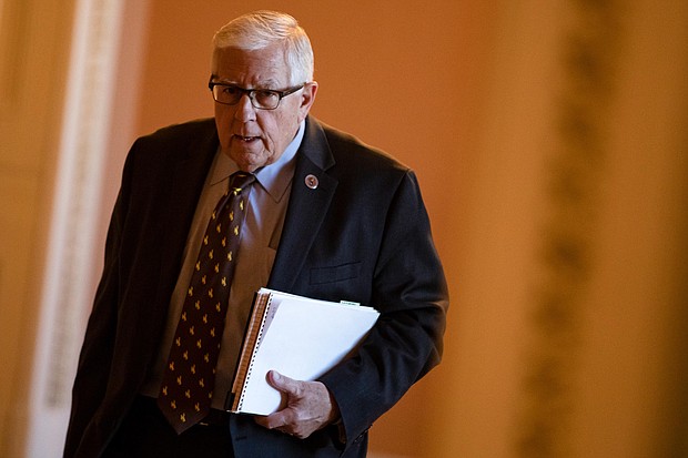 Sen. Mike Enzi (R-WY) heads to the Senate floor for the Senate impeachment trial of President Donald Trump on February 3, 2020 in Washington, DC. Enzi has died following a serious bicycle accident, according to a statement posted on his official Twitter account. He was 77.
Mandatory Credit:	Samuel Corum/Getty Images