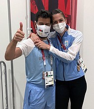 Maria Belen Perez Maurice hugs her coach, Lucas Guillermo Saucedo, after he proposed to her on the sidelines of the Olympic fencing competition in Chiba, Japan on July 26.
Mandatory Credit: Sakura Murakami/Reuters