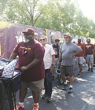 Welcoming the burgundy and gold/There’s no doubt that the Washington Football Team has real diehard fans in Richmond. After a year’s hiatus because of COVID-19, the NFL team received a big welcome back to its Richmond training camp on Wednesday by fans who turned out in droves. A long line formed early at the entry gate of the Bon Secours Training Facility on West Leigh Street as people waited eagerly to see their favorite players go through practice.
