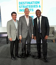 Houston First Corporation Acting President & CEO, Michael Heckman, Mayor Sylvester Turner, and Houston First's Board of Directors Chair David Mincberg