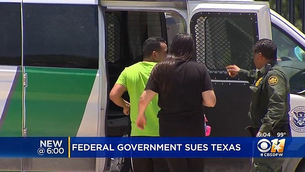 A short time after the DOJ filed the lawsuit, Gov. Abbott said the Biden administration has "created a constitutional crisis" and he has "responsibility to protect the people of Texas."
Mandatory Credit:	KTVT