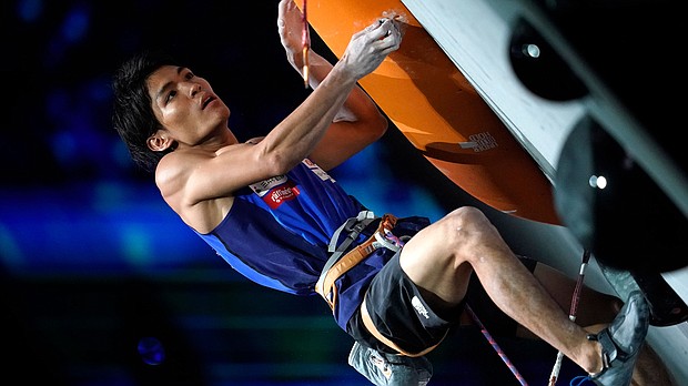 Olympic sport climber Tomoa Narasaki of Japan competes in the 2019 Climbing World Championships.
Mandatory Credit:	Toru Hanai/Getty Images
