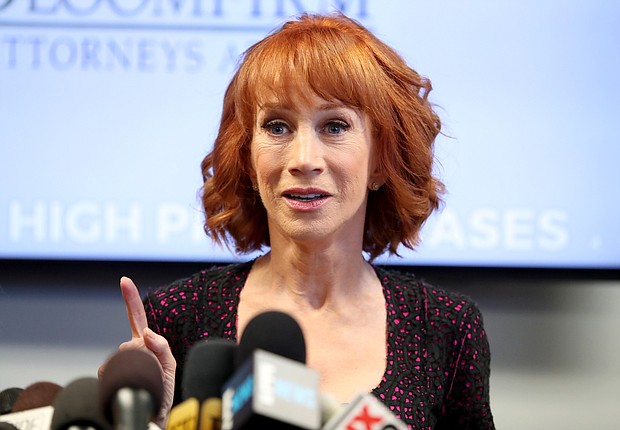 Kathy Griffin announces she has lung cancer. Griffin here speaks during a press conference at The Bloom Firm on June 2, 2017 in Woodland Hills, California.
Mandatory Credit:	Frederick M. Brown/Getty Images