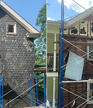 The farmhouse is seen before the bee removal, left, and during the process, right.
Mandatory Credit:	Courtesy Allan Lattanzi
