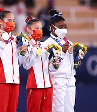 China's Guan Chenchen won gold in the women's balance beam final at the Tokyo Olympics as Simone Biles claimed a bronze.
Mandatory Credit:	Lisi Niesner/Reuters