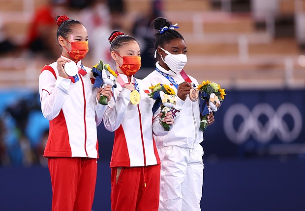 China's Guan Chenchen won gold in the women's balance beam final at the Tokyo Olympics as Simone Biles claimed a bronze.
Mandatory Credit:	Lisi Niesner/Reuters