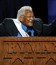 The Rev. James Lawson speaks during a July 17 celebration of life marking the one-year anniversary of U.S. Rep. John Lewis' death in Nashville, Tenn.