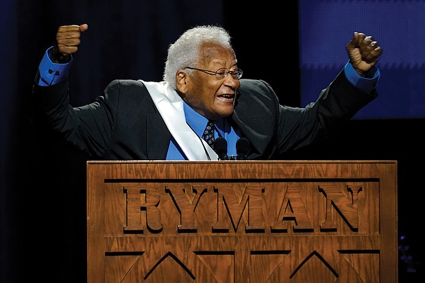 The Rev. James Lawson speaks during a July 17 celebration of life marking the one-year anniversary of U.S. Rep. John Lewis' death in Nashville, Tenn.