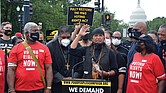 Wendsler Nosie, an Apache activist, speaks Monday during the Poor People’s Campaign demonstration in Washington.