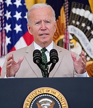 President Joe Biden speaks about the July jobs report during an event at the White House, Friday, August 6, in Washington.
Mandatory Credit:	Evan Vucci/AP