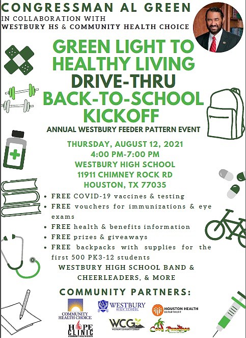 On Thursday, August 12, 2021, Congressman Al Green – in conjunction with Westbury High School and Community Health Choice – …