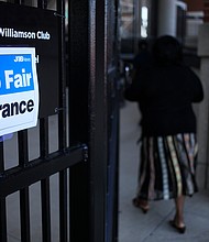 Hiring is rampant across industries, as businesses are still rebuilding the capacity lost during last year's lockdowns. Professional and business services, retail, hotels and restaurants added the most job openings, according to the Bureau of Labor Statistics report released Monday.
Mandatory Credit:	Luke Sharrett/Bloomberg via Getty Images