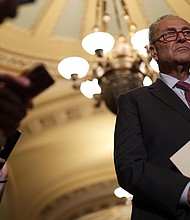 Senate Majority Leader Chuck Schumer is now halfway toward his two-track goal of advancing both a bipartisan infrastructure bill, which cleared the upper chamber by a wide bipartisan majority on Aug. 10 and adopting a budget resolution with reconciliation instructions, before the Senate bolts for its weeks-long summer recess.
Mandatory Credit:	Alex Wong/Getty Images