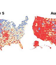 More than 98% of US residents now live in an area where there is a "high" or "substantial" risk of Covid-19 community transmission, up from 19% of residents only a month ago.
Mandatory Credit:	CNN