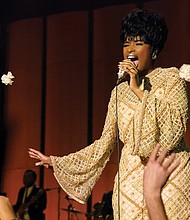 Jennifer Hudson stars as Aretha Franklin in “Respect,” a film about the life of the late “Queen of Soul,” who chose Ms. Hudson to play her in the movie. Below, young Skye Dakota Turner plays a young musical prodigy Aretha in the film, while Audra McDonald stars as Ms. Franklin’s mother, Barbara.