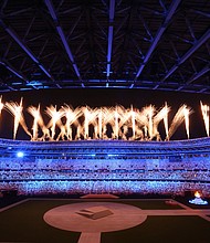 Tokyo, Japan, Sunday, August 8, 2021 - Tokyo 2020 Olympics Closing Ceremony at Olympic Stadium. (Robert Gauthier_Los Angeles Times)