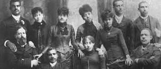 Lucretia Campbell, top row second from left, was part of the first class at Virginia Normal and Collegiate Institute in 1886. Others are, top row from left, James Shields, Susie Douglass, Fannie Walker, Carrie Bragg, Willie Davis, Jerry Lucas and Robert Green. Bottom row, from left, President John Mercer Langston, Professor James M. Colson and Mrs. Ida R. Harris.