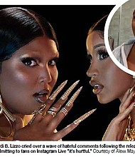 Lizzo and Cardi B. Lizzo cried over a wave of hateful comments following the release of her latest single, admitting to fans on Instagram Live "it's hurtful." Courtesy of Alexx Mayo