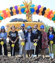 School District 159 Superintendent Mable Alfred, along with elected officials and clergy celebrated the groundbreaking of the District’s STEM Center. Pictured Left to right: Rick Reinbold, Village President, Richton Park, IL, Sheila Chalmer-Curran Village President, Matteson, IL, Carolyn G. Palmer, SD 159 Board Member, Carl Scott, SD 159 Vice President, Sharee Morton, SD 159 President, Rev. Dr. Trunell Felder, Senior Pastor, New Faith Baptist Church International, Matteson, IL, Dr. Mable Alfred, Superintendent SD 159, Debbie Meyers-Martin, State Representative 38th District, Rev. Andrew D. Singleton Jr., Senior Pastor, Victory Apostolic Church, Matteson, IL and Calvin Jordan, Rich Township Supervisor were all there to celebrate the groundbreaking of the District’s STEM Center. Photo by Janette Ramos