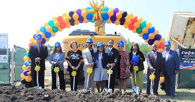 School District 159 Superintendent Mable Alfred, along with elected officials and clergy celebrated the groundbreaking of the District’s STEM Center. Pictured Left to right: Rick Reinbold, Village President, Richton Park, IL, Sheila Chalmer-Curran Village President, Matteson, IL, Carolyn G. Palmer, SD 159 Board Member, Carl Scott, SD 159 Vice President, Sharee Morton, SD 159 President, Rev. Dr. Trunell Felder, Senior Pastor, New Faith Baptist Church International, Matteson, IL, Dr. Mable Alfred, Superintendent SD 159, Debbie Meyers-Martin, State Representative 38th District, Rev. Andrew D. Singleton Jr., Senior Pastor, Victory Apostolic Church, Matteson, IL and Calvin Jordan, Rich Township Supervisor were all there to celebrate the groundbreaking of the District’s STEM Center. Photo by Janette Ramos