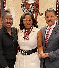 Houston Style Magazine's Managing Editor Jo-Carolyn Goode, Texas Southern University President Dr. Lesia L. Crumpton-Young, and Houston Style Magazine's Publisher Francis Page, Jr.