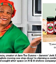 Houston’s own Jacqui Francis, creator of Jam-Tex Cuisine – Jammin’ Jerk Sauce went  head-to-head
against the other finalists moving one step closer to claiming a combined $70,000 in cash
prizes and sought-after space on H-E-B shelves nationwide.
