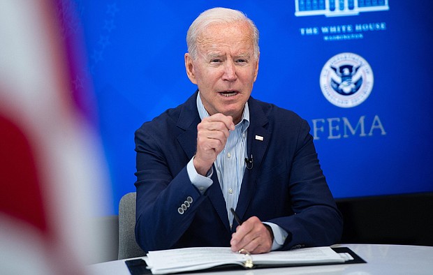 President Joe Biden, seen here in Washington, DC, on August 28, is set to speak Monday afternoon on Hurricane Ida relief efforts.
Mandatory Credit:	Saul Loeb/AFP/Getty Images