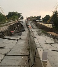 Nebraska 1 near Murray had to be closed after a section of the highway collapsed because of heavy rain.
Mandatory Credit:	Nebraska DOT via Lincoln Journal Star