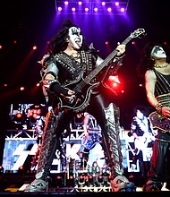 Gene Simmons (L) and Paul Stanley, members of the hard rock band "Kiss," seen here performing during the Resurrection Fest music festival in Viveiro, northern Spain in 2018, tested positive for coronavirus, prompting the postponement of some tour dates.
Mandatory Credit:	MIGUEL RIOPA/AFP/AFP/Getty Images