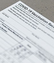 The office of Manhattan District Attorney Cyrus R. Vance Jr. says fifteen people are facing charges connected to a fake Covid-19 vaccination card conspiracy involving the sale of forged cards, and the fraudulent entry of people into New York's vaccination database.
Mandatory Credit:	CHANDAN KHANNA/AFP via Getty Images