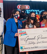 (L to R) James Harris, H-E-B Director, Diversity & Inclusion and Supplier Diversity, Sabina Israelian-Garcia, H-E-B Vice President of General Merchandise & Seasonal, Kevin Blessing, H-E-B Group Vice President of Bakery, Grand Prize Winner Keli Watts and Winell Herron, H-E-B Group Vice President of Public Affairs