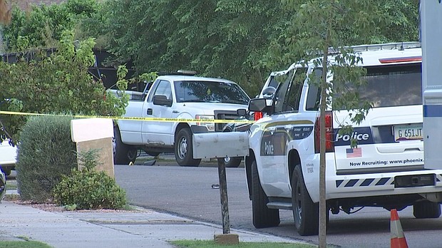 Police are investigating after an officer was injured on the scene of a shooting investigation in west Phoenix on Sept. 2.
Mandatory Credit:	KPHO/KTVK