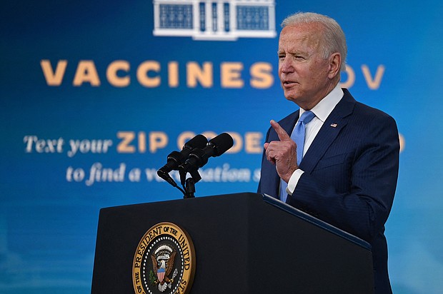 President Joe Biden, pictured here at the White House on August 23, will impose stringent new vaccine rules on federal workers, large employers and health care staff in a sweeping attempt to contain the latest surge of Covid-19.
Mandatory Credit:	Jim Watson/AFP/Getty Images