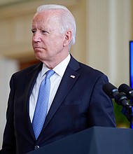 President Joe Biden, seen here at the White House on Wednesday, will argue in a speech on Thursday the US has reached an "inflection point" as he pushes for his economic agenda.
Mandatory Credit:	Andrew Harnik/AP