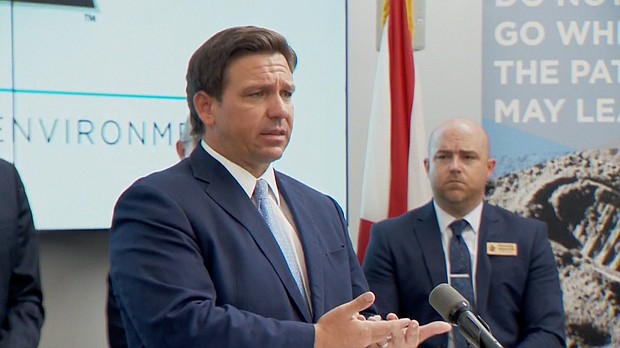 Florida Gov. Ron DeSantis said the new policy recognizes that quarantining healthy students is "incredibly damaging" for students' educational advancement and disruptive for families.
Mandatory Credit:	WESH