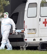 Russia reports its worst single-day Covid-19 death toll since the start of the pandemic. Pictured is the Novomoskovsky multipurpose medical centre in Moscow, Russia, on September 23.
Mandatory Credit:	Vladimir Gerdo/TASS via Getty Images