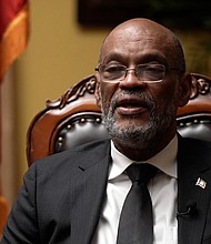 Ariel Henry speaks to CNN during an interview from the prime minister's residence in the Haitian capital Port-au-Prince.
Mandatory Credit:	CNN