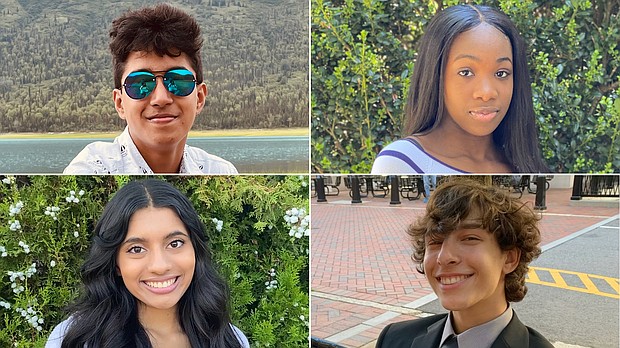 Kashyap Rajesh (top left), Damilola Awofisayo (top right), Sneha Revanur (bottom left), and Adrian Klaits (bottom right) are on the team of Encode Justice.
Mandatory Credit:	Provided to CNN