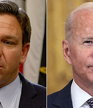 Florida Republican Gov. Ron DeSantis on September 28 announced a new lawsuit against the Biden administration over its so-called catch and release immigration policy.
Mandatory Credit:	Getty