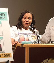 Toni Jacobs, who created Missing Person Awareness, talks about her daughter, Keeshae Jacobs, who vanished Sept. 26, 2016. Ms. Jacobs and others, including Richmond Police Chief Gerald M. Smith, asked during a news conference on Monday for the public to report any information that may lead to finding the missing persons.