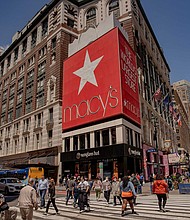 Macy's sues to block an Amazon ad on the billboard next to its flagship store on 34th Street in Manhattan.
Mandatory Credit:	Amir Hamja/Bloomberg/Getty Images
